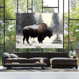 Bison Snowstorm Trees 11 Wall Art