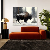 Bison Snowstorm Trees 11 Wall Art