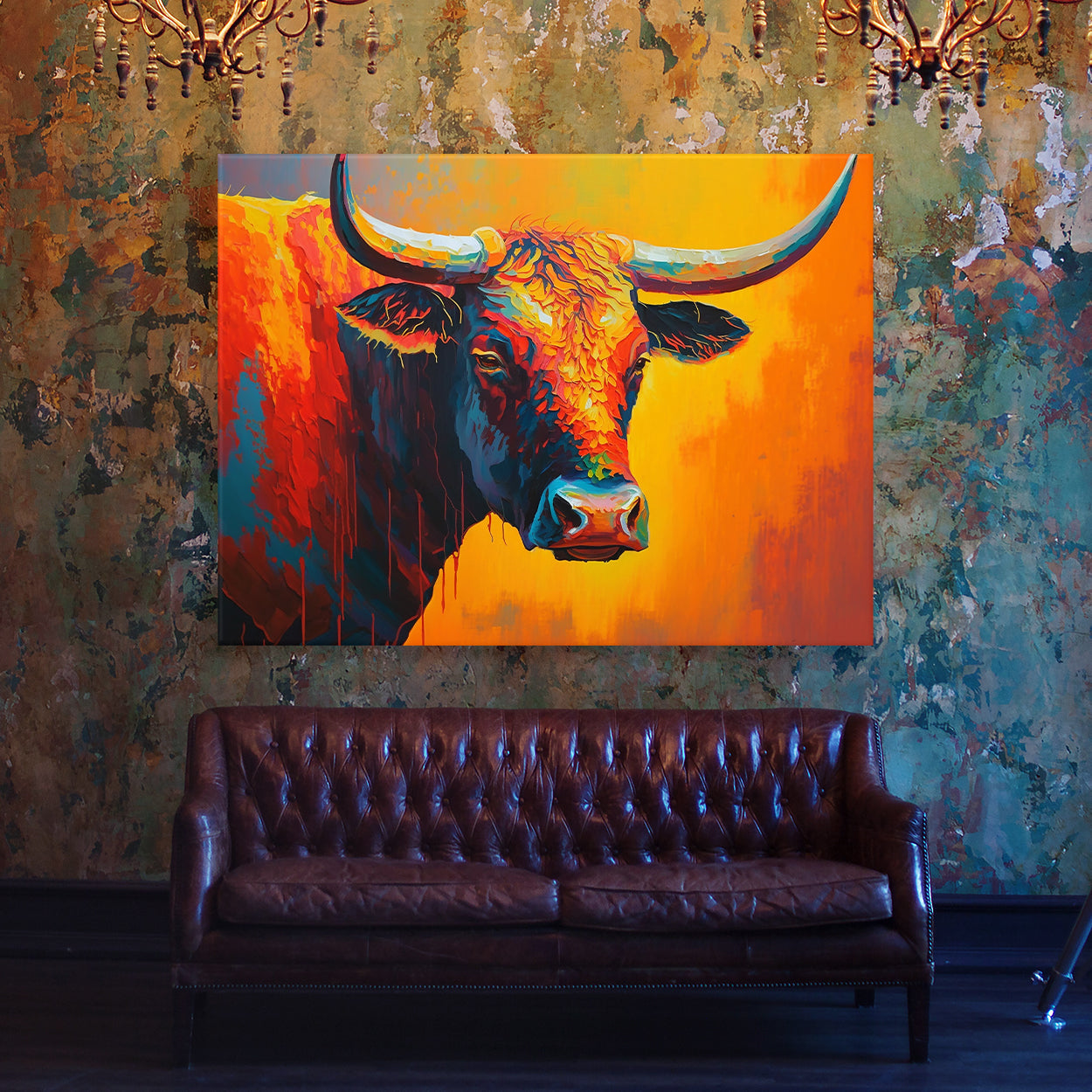 Bull Abstract Colorful 10 Wall Art