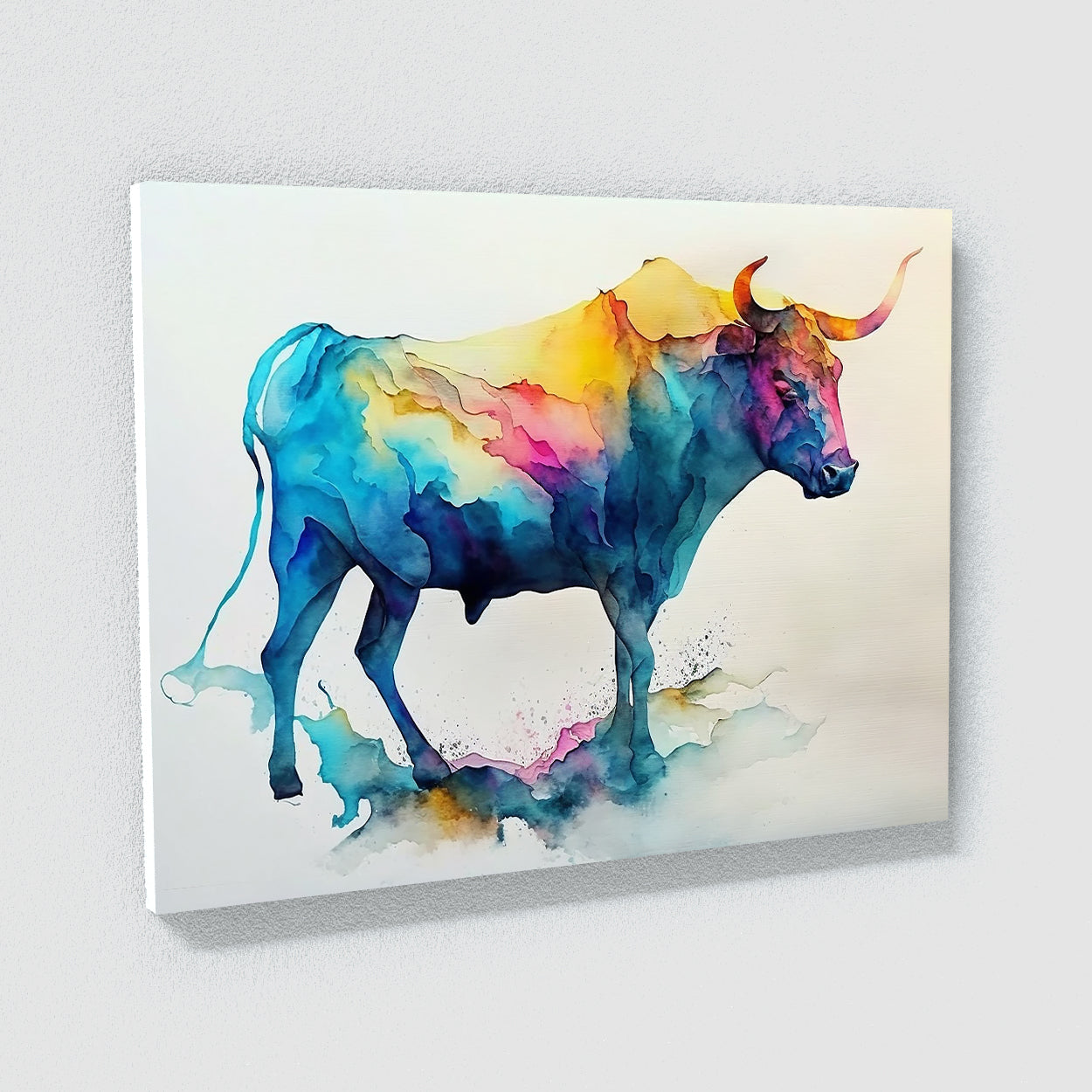 Bull Abstract Watercolor 8 Wall Art