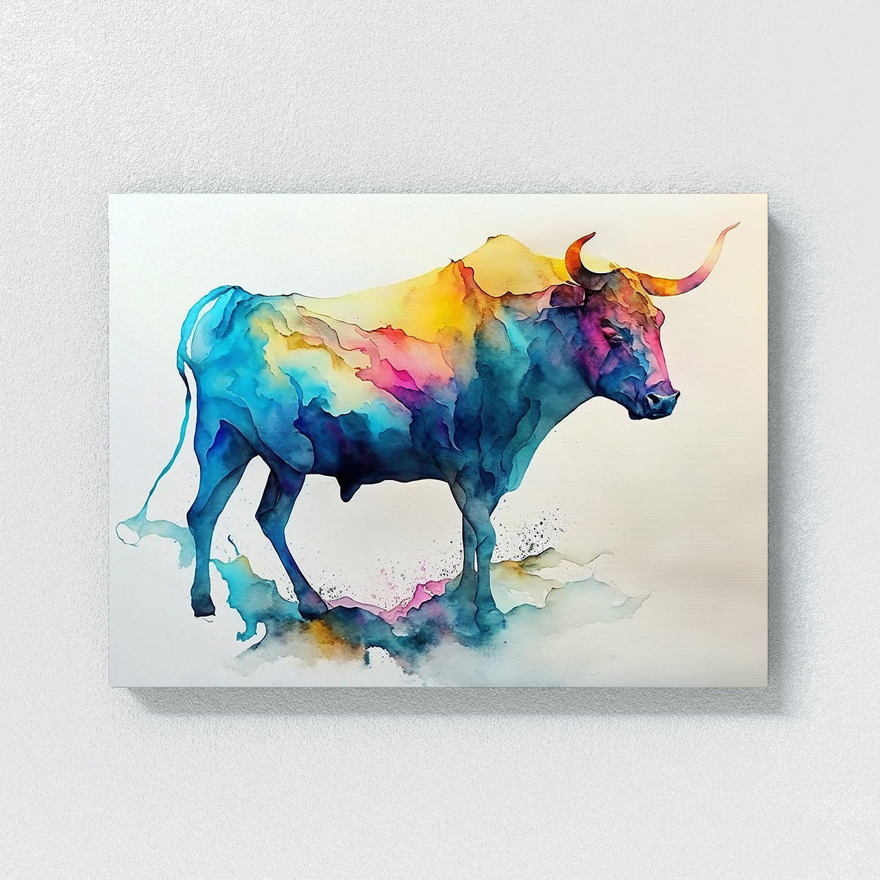 Bull Abstract Watercolor 8 Wall Art