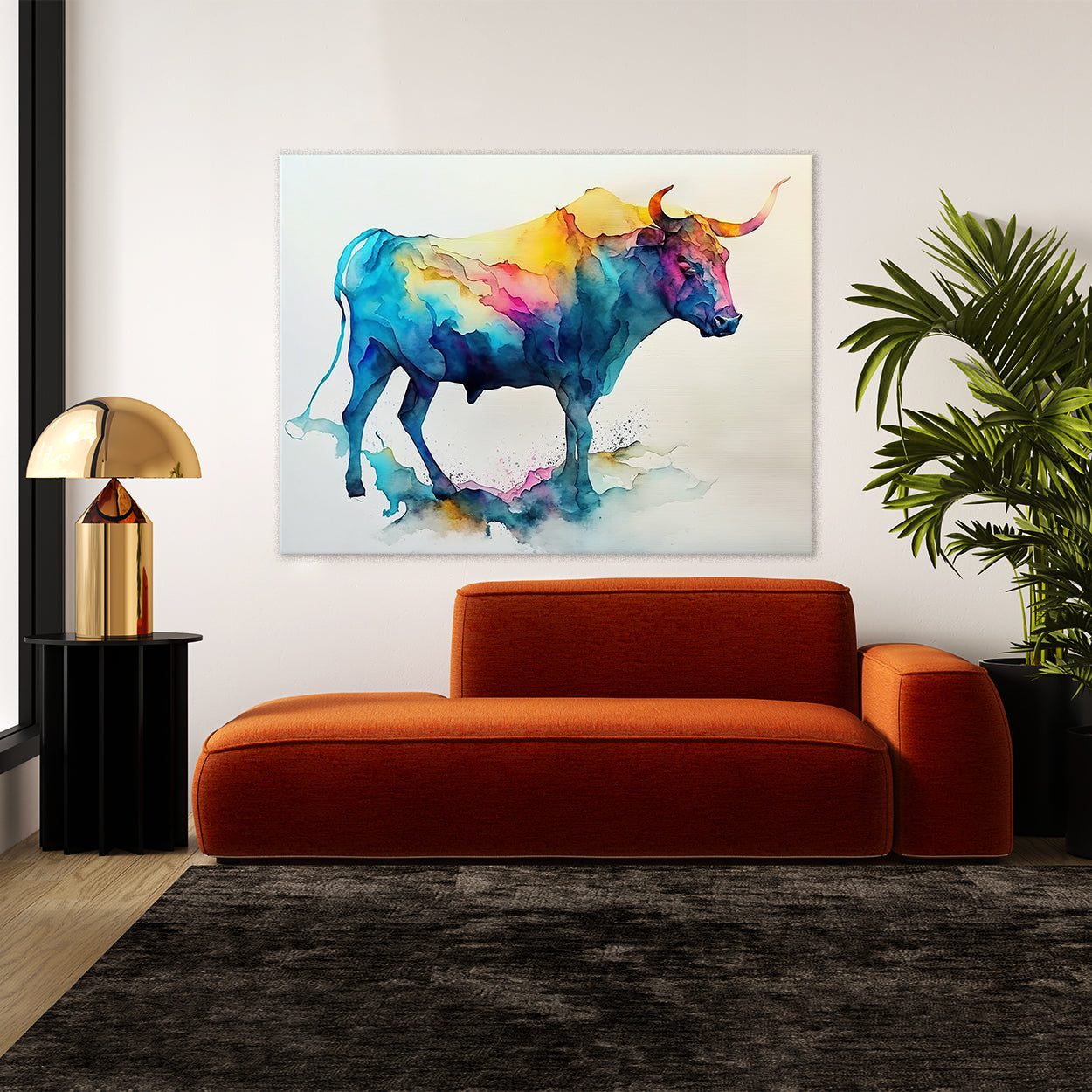 Bull Abstract Watercolor 8 Wall Art