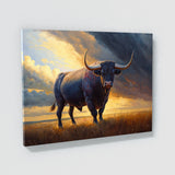 Bull Field Sunset 32 Wall Art