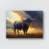 Bull Field Sunset 32 Wall Art