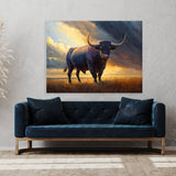 Bull Field Sunset 32 Wall Art