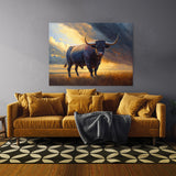 Bull Field Sunset 32 Wall Art