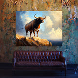 Bull Majestic Hilltop Sunny Sky 37 Wall Art