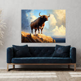 Bull Majestic Hilltop Sunny Sky 37 Wall Art