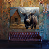 Bull Realistic Detailed Barn 7 Wall Art