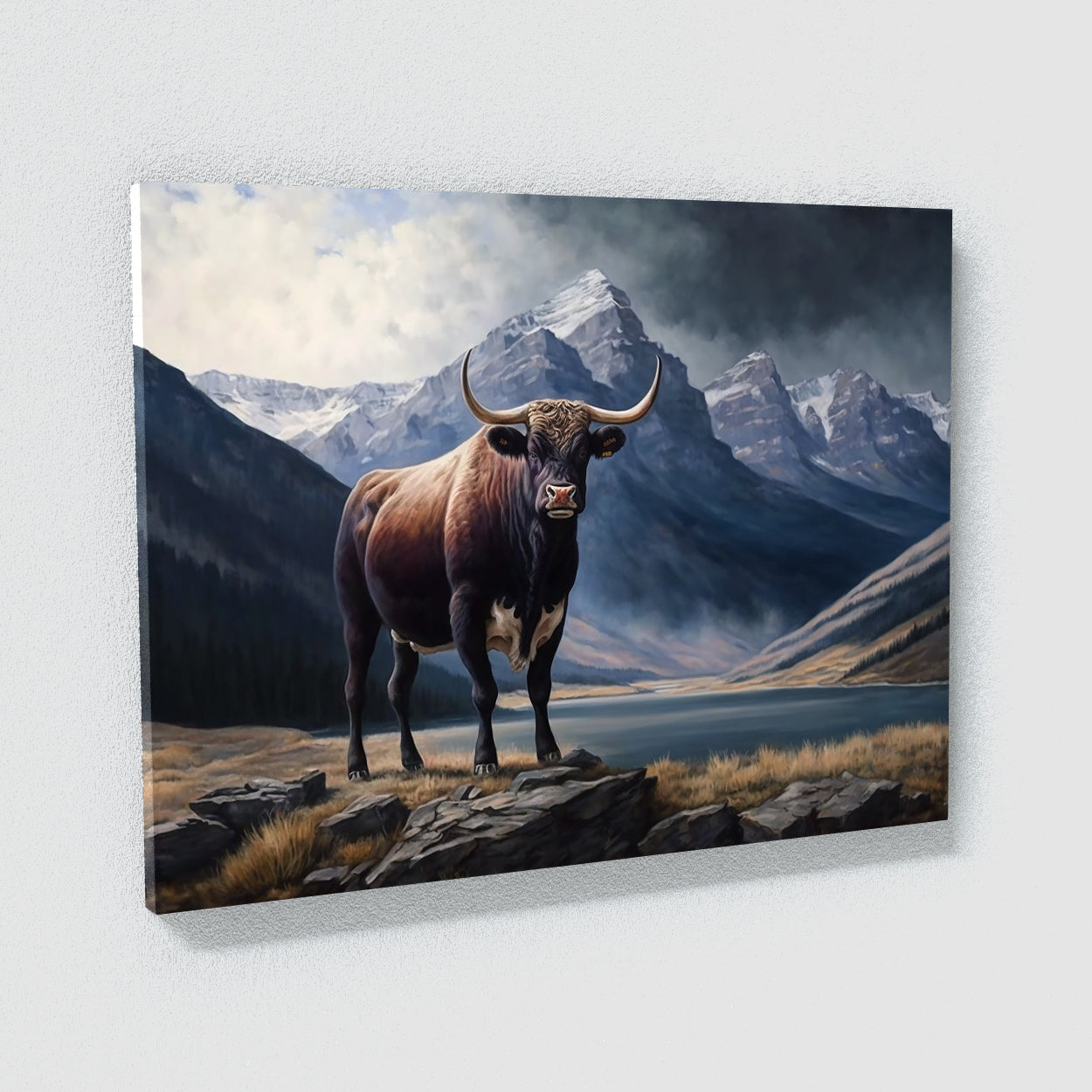 Bull Realistic Detailed Mountain 14 Wall Art