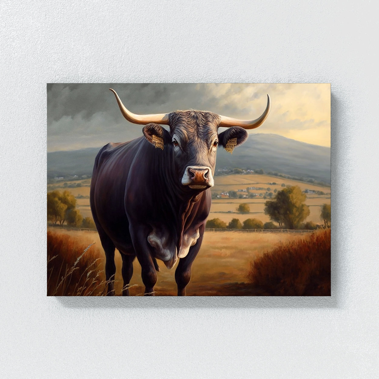 Bull Realistic Rural Landscape 28 Wall Art