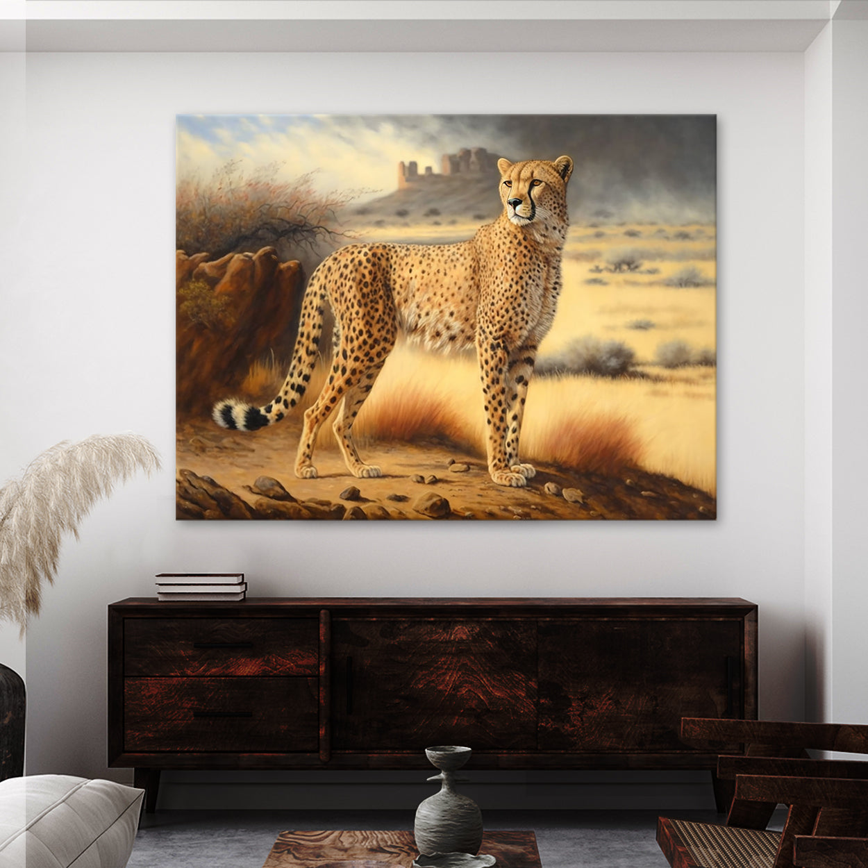 Cheetah Realistic Landscape 6 Wall Art