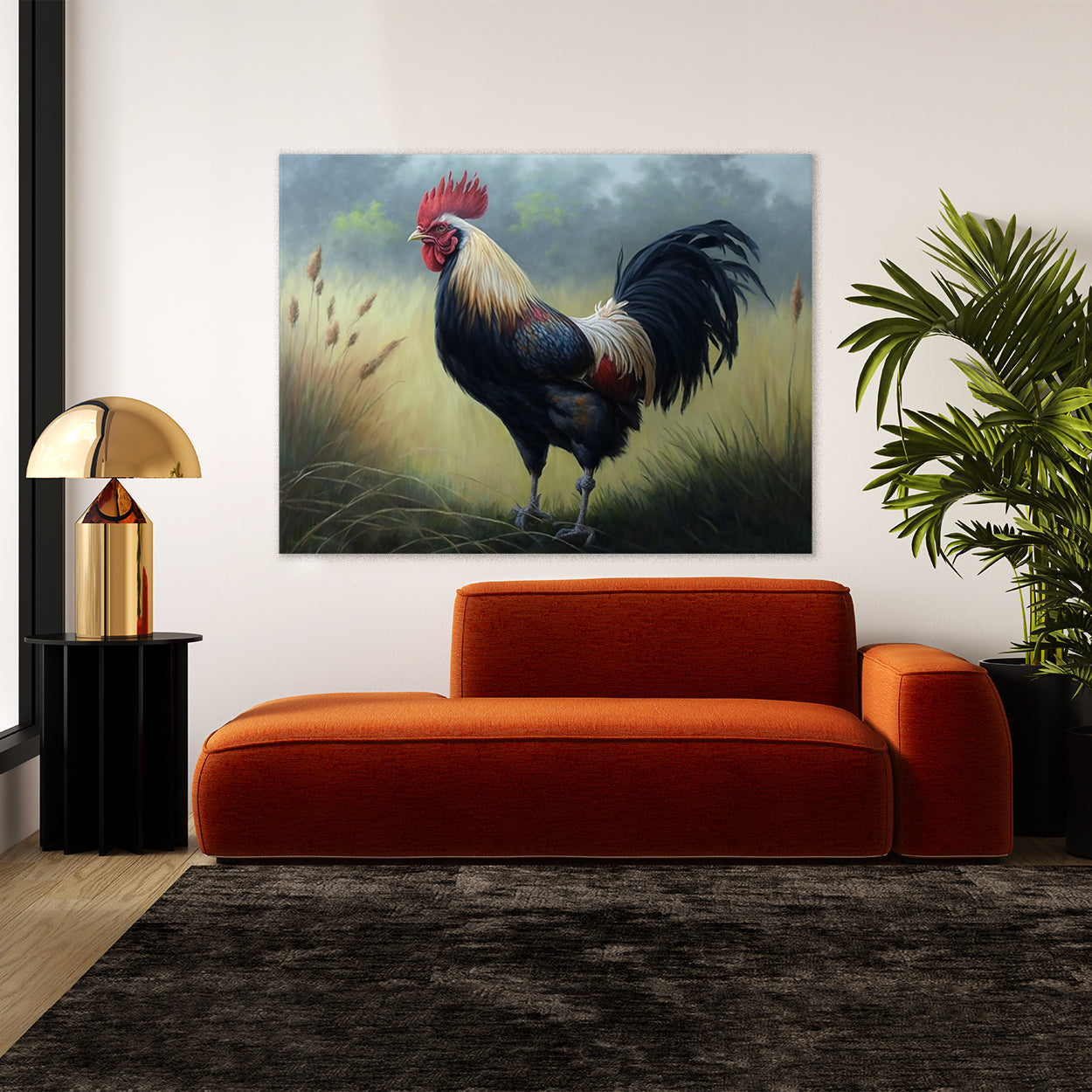 Chicken Rooster Colorful Grass 5 Wall Art