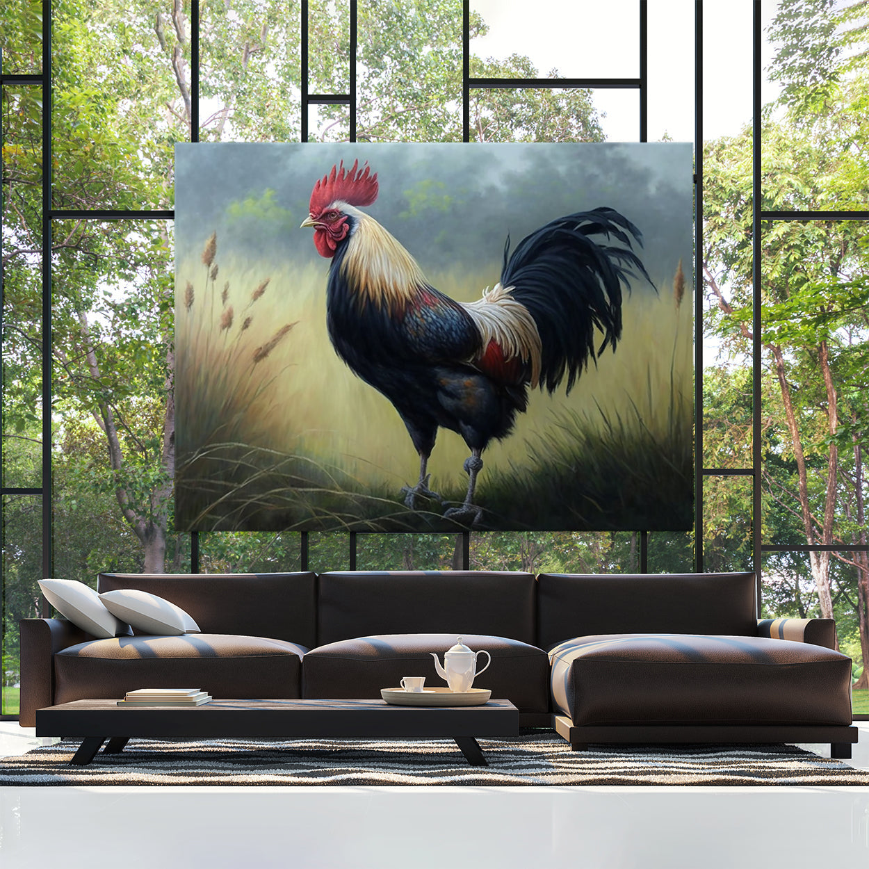 Chicken Rooster Colorful Grass 5 Wall Art