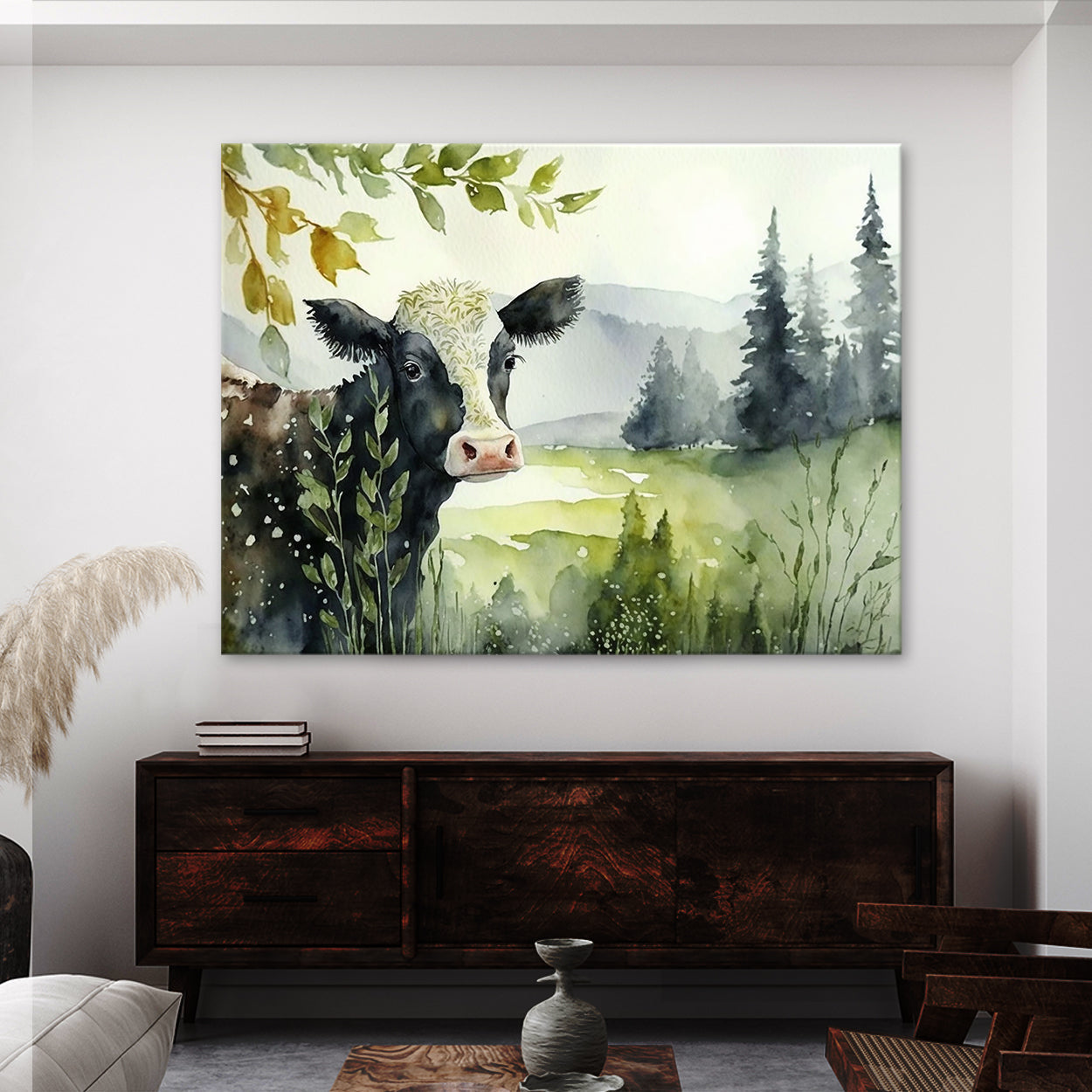 Cow Cute Detailed Watercolor 12 Wall Art