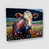 Cow Vibrant Meadow Flowers 6 Wall Art