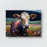 Cow Vibrant Meadow Flowers 6 Wall Art