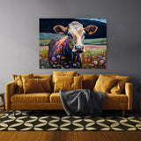 Cow Vibrant Meadow Flowers 6 Wall Art