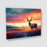 Deer Abstract Sunset 31 Wall Art