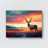 Deer Abstract Sunset 31 Wall Art