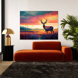 Deer Abstract Sunset 31 Wall Art