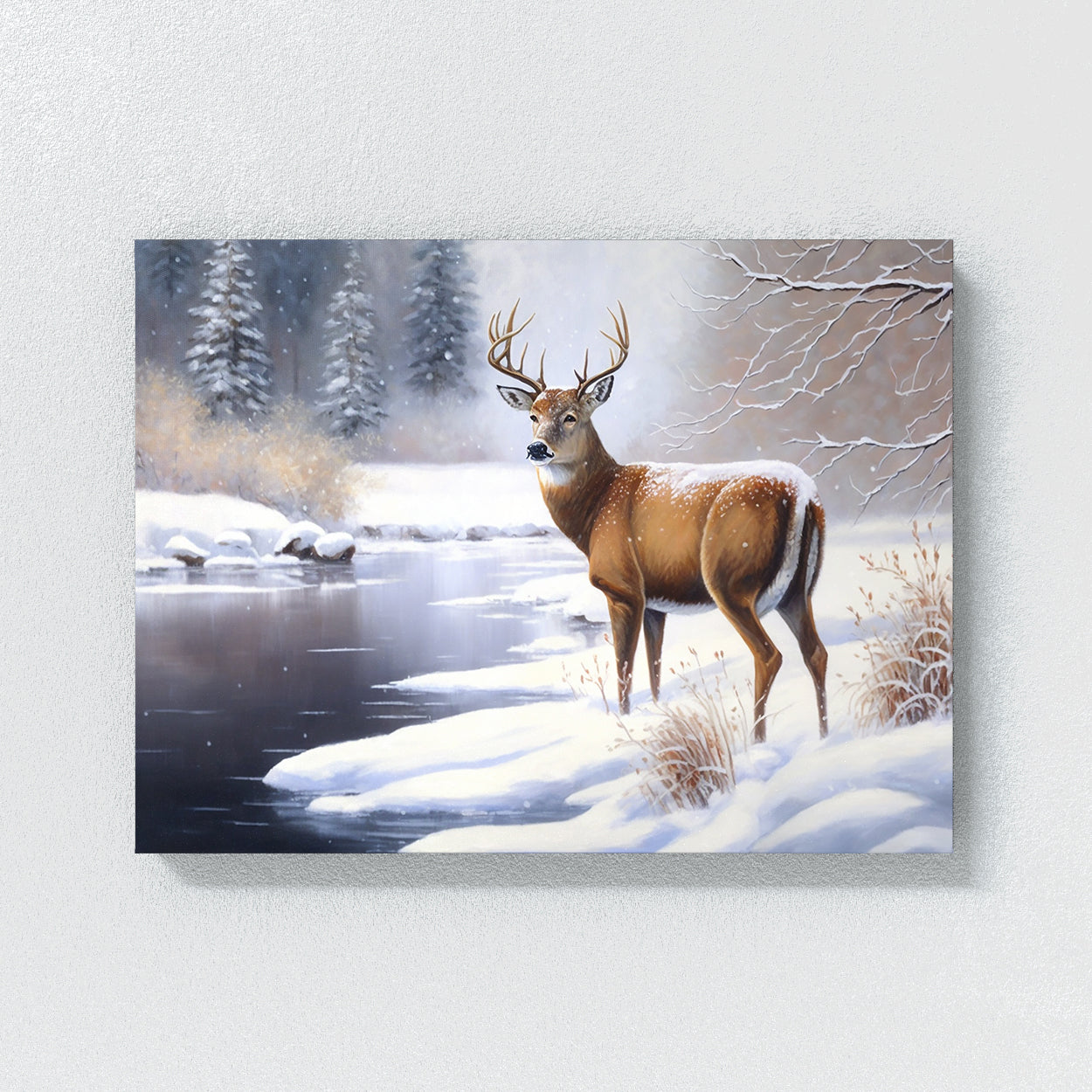Deer Realistic Snowy 20 Wall Art
