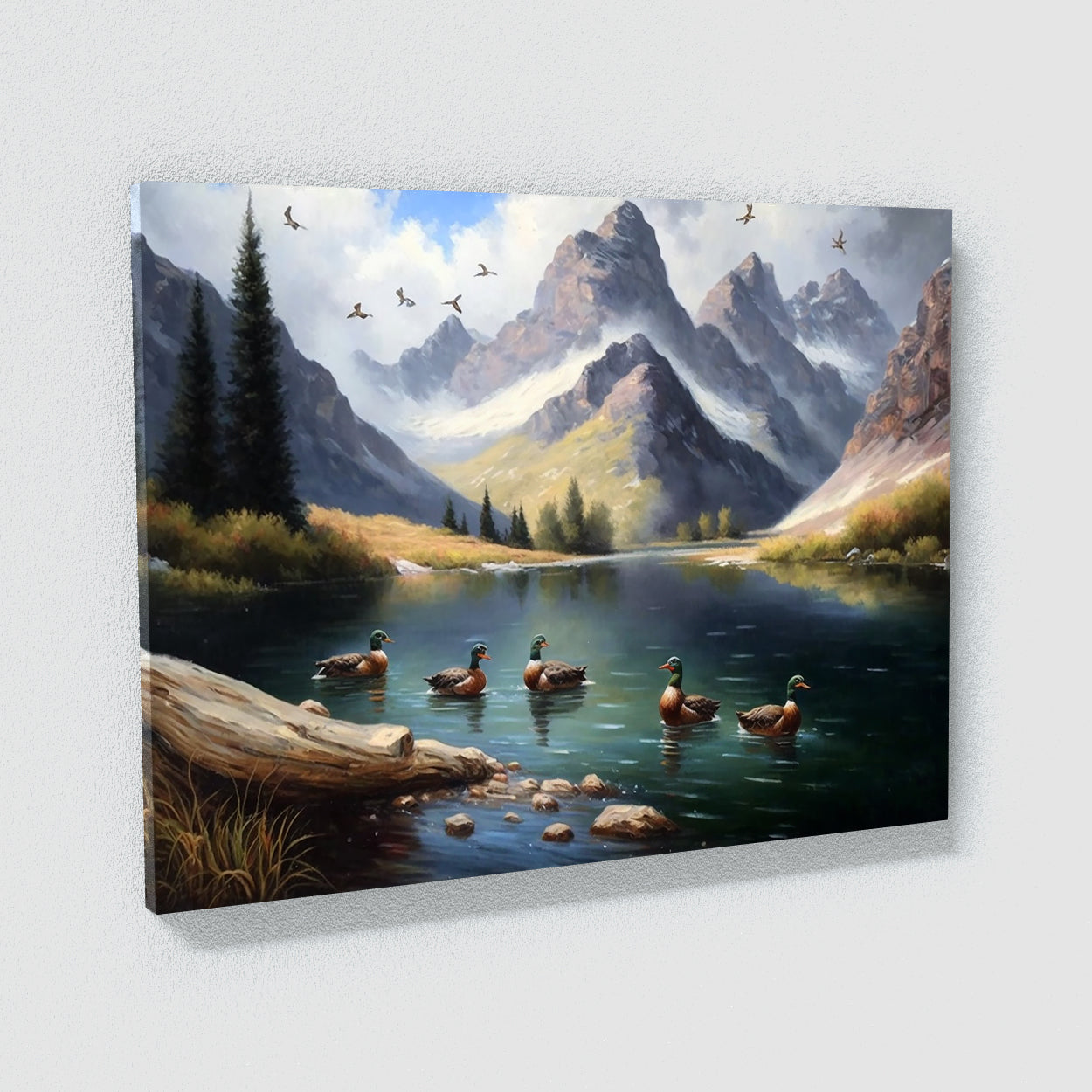 Duck Realistic Swimming River 2 Wall Art