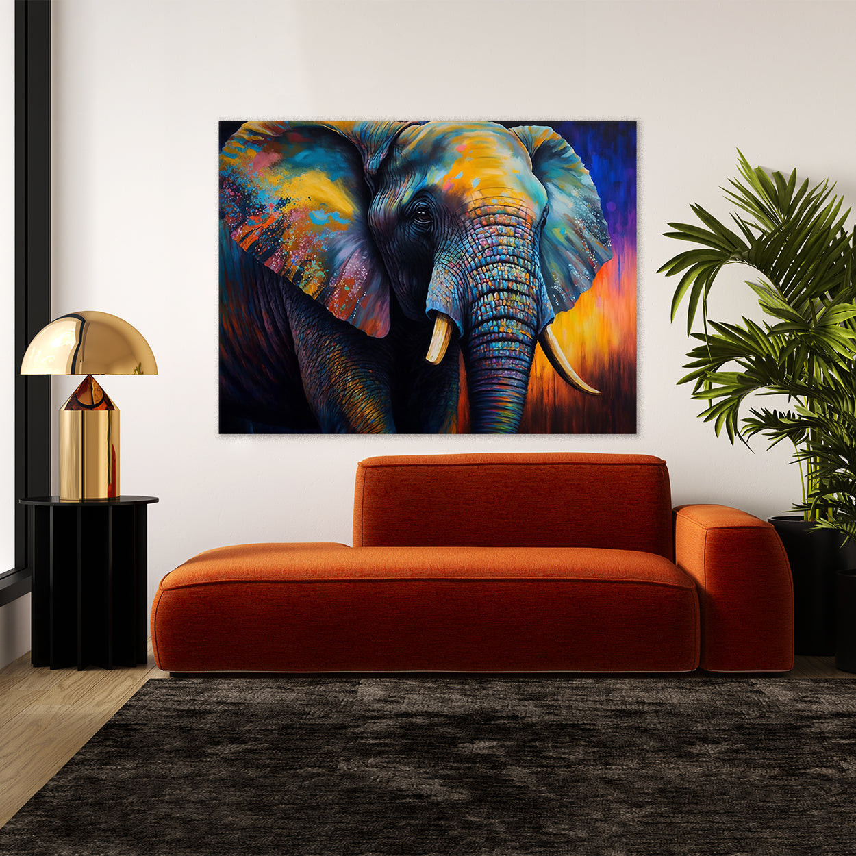 Elephant Vibrant Scene 14 Wall Art