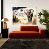 Elephant Savanna Realistic 3 Wall Art