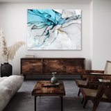 Marble Abstract Blue Gold Wall Art