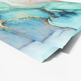 Marble Abstract Blue Turquoise Gold Wall Art