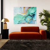 Marble Abstract Blue Turquoise Gold Wall Art