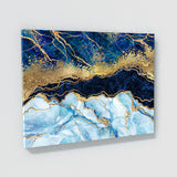 Marble Abstract Light Blue Gold Wall Art