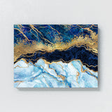 Marble Abstract Light Blue Gold Wall Art