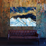 Marble Abstract Light Blue Gold Wall Art