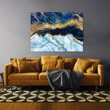 Marble Abstract Light Blue Gold Wall Art