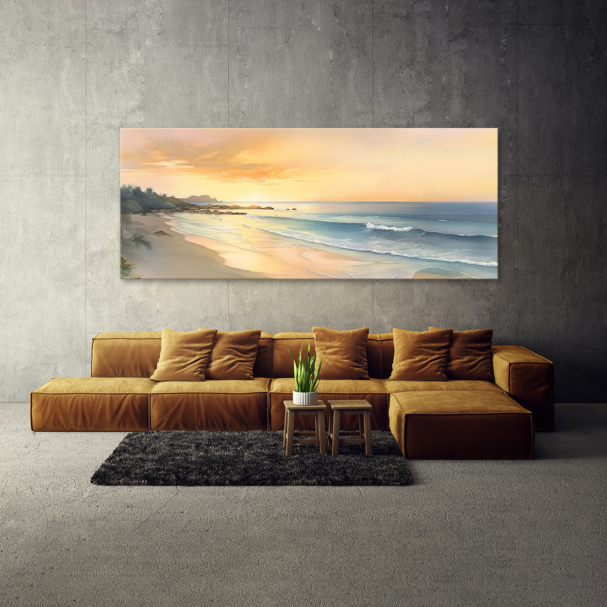 Beach Watercolor Dawn 172 Wall Art