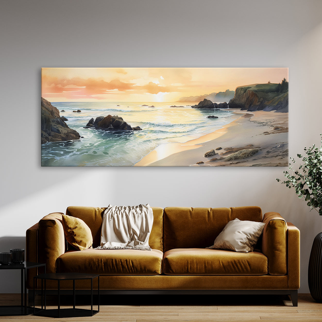 Beach Watercolor Dawn 173 Wall Art