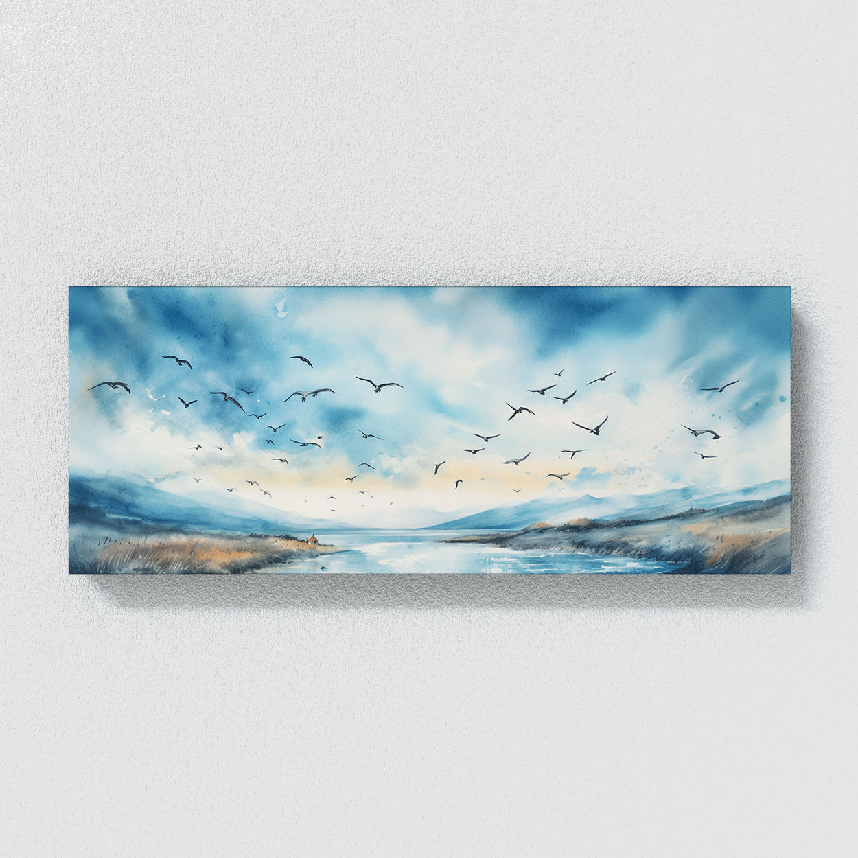 Cloud Watercolor Blue Sky Birds 38 Wall Art