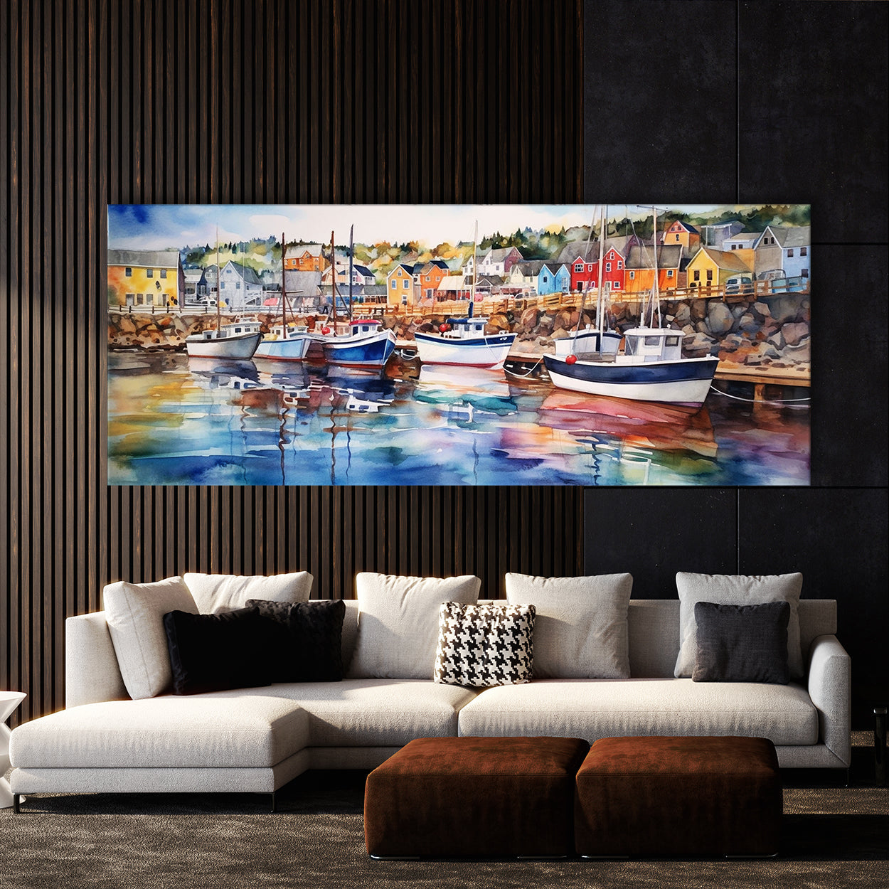 Coastal Watercolor Harbor 34 Wall Art