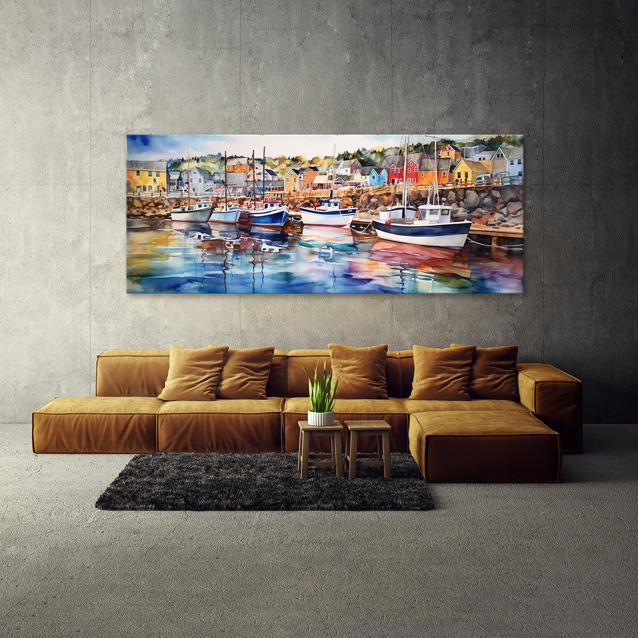 Coastal Watercolor Harbor 34 Wall Art