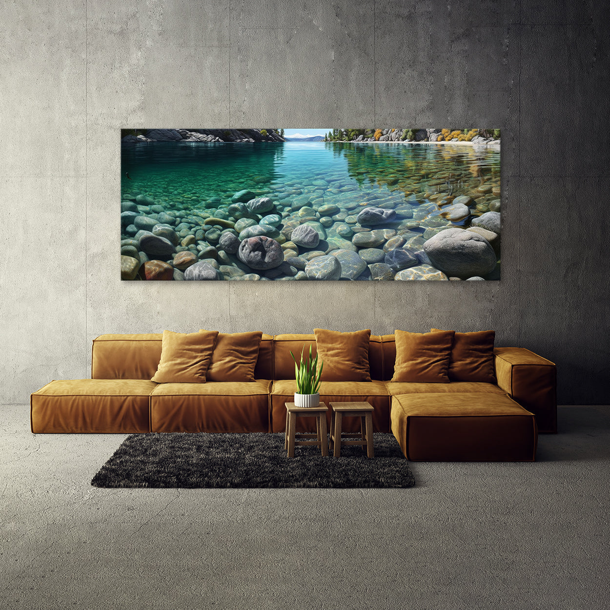 Lake Realistic Rocks Pebbles 15 Wall Art