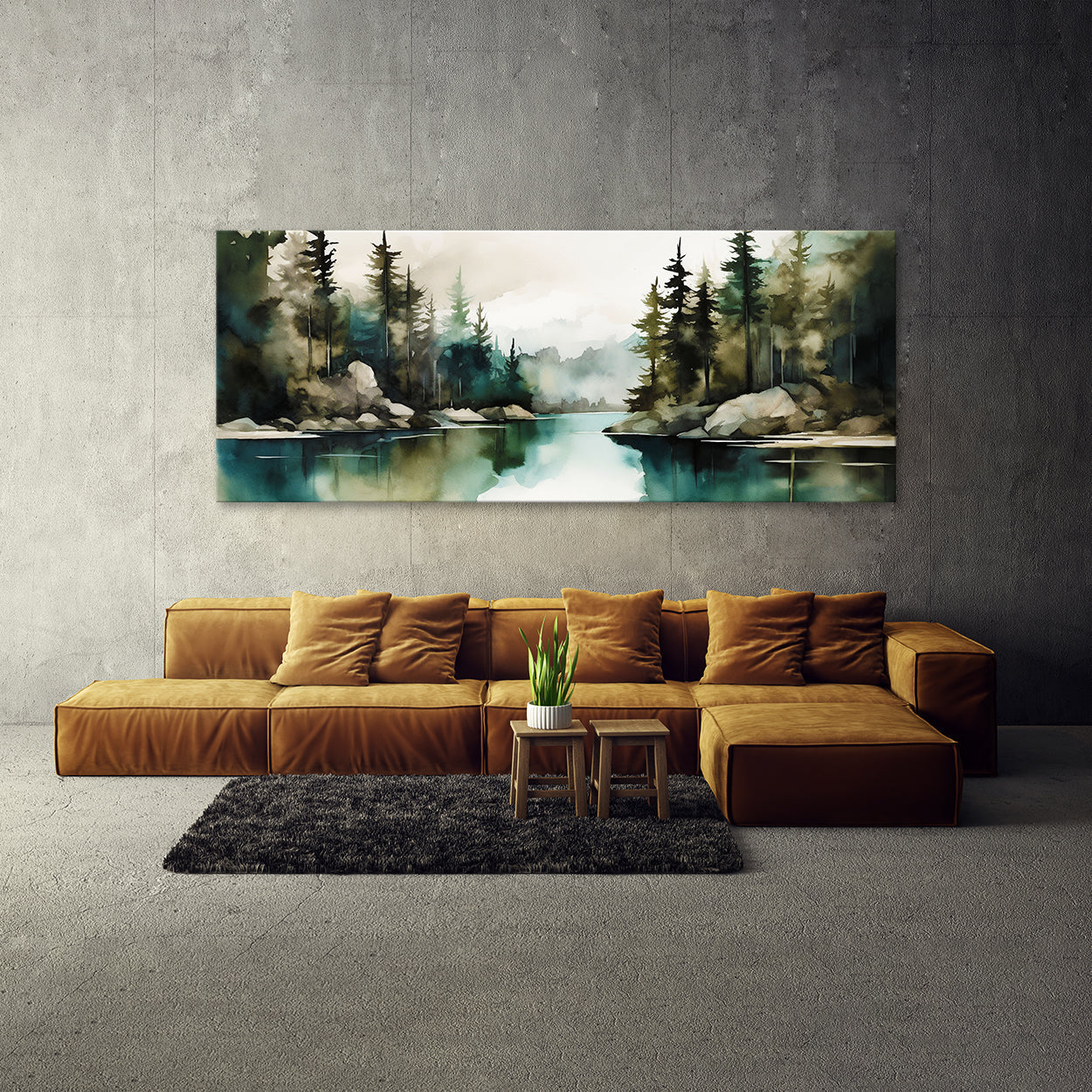 Lake Watercolor Atmosphere Moody 19 Wall Art