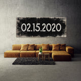 Anniversary Date Black Wood Grunge Wall Art