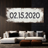 Anniversary Date White Wood Grunge Wall Art