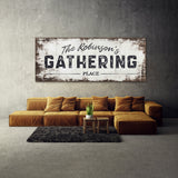 Family Name Gathering White Wood Wall Art
