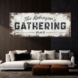 Family Name Gathering White Wood Wall Art