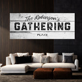 Family Name Gathering White Wooden Wall Art