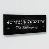 Family Name Gps Coordinates Black Wall Art