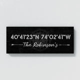 Family Name Gps Coordinates Black Wall Art